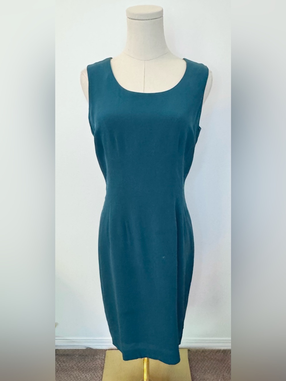 Hugo Buscati Teal Silk Sheath Dress - Picture 2 of 8